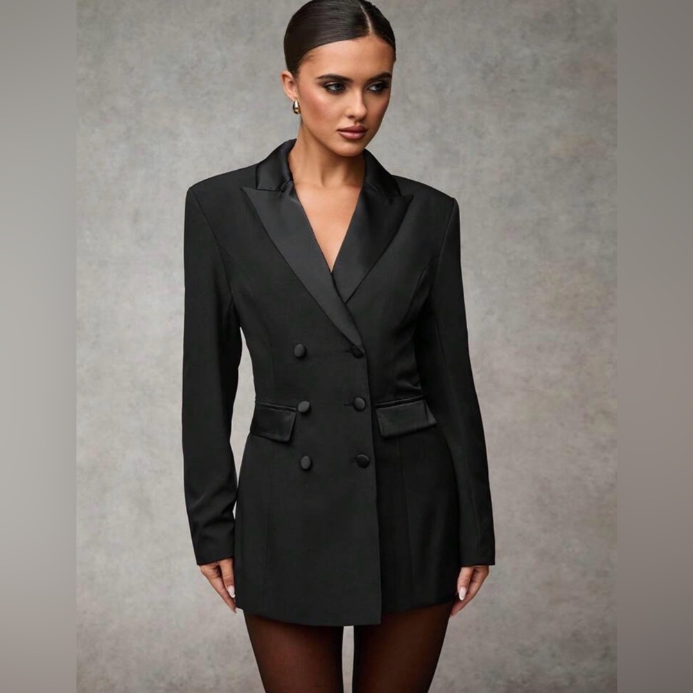 LIKE NEW SHEIN Elegant Black Double-Breasted Women's Blazer
